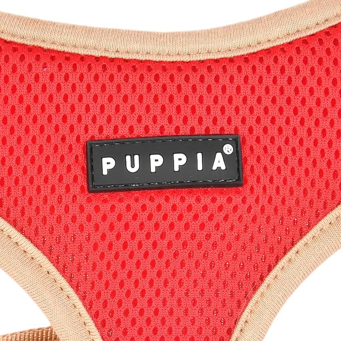 Puppia Soft Dog Harness II Mesh Over-the-Head All Season No Pull No Choke Walking Training Adjustable for Small & Medium Dog - RED - S