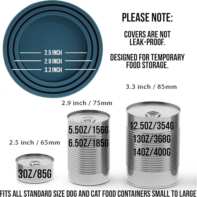 OHMO 3-in-1 Dog Food Can Lids, Cat Food Can Covers, 2pcs, Dark Blue