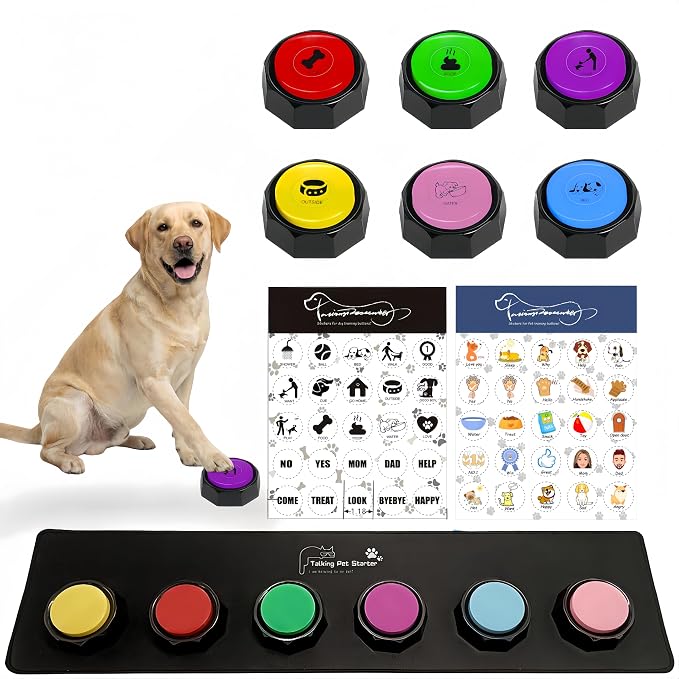 BOSKEY Dog Buttons for Communication, 6 Pack, Starter Set