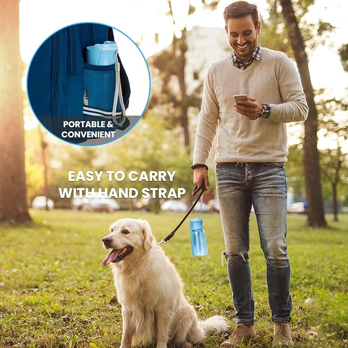 Portable Dog Water Bottle, Foldable, 19oz, SkyBlue