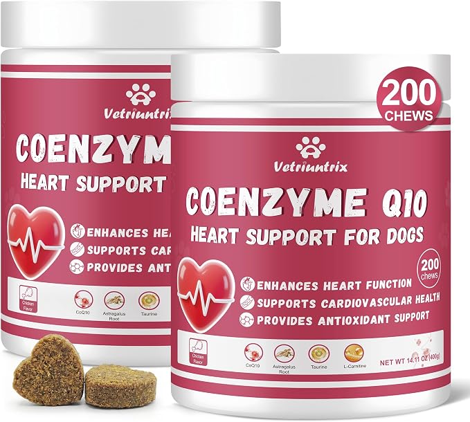 Heart Support Supplement for Dogs 400ct, Taurine for Senior & Puppy Dogs, Dog Multivitamin with CoQ10 & L-Carnitine for Heart, Cardiovascular & Antioxidant Support