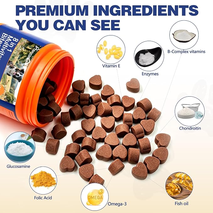 Dog Multivitamin, 8-in-1 Chewable Dog Vitamins and Supplements