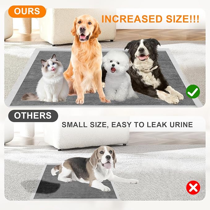 Charcoal Puppy Pads 36"×51", Ultra-Large Carbon Pee Pads for Dogs, Odor-Control Puppy Pads, 6-Layer Dog Training Pads, Ultra-Absorbent & Quick-Dry Black Dog Pads 100 Count