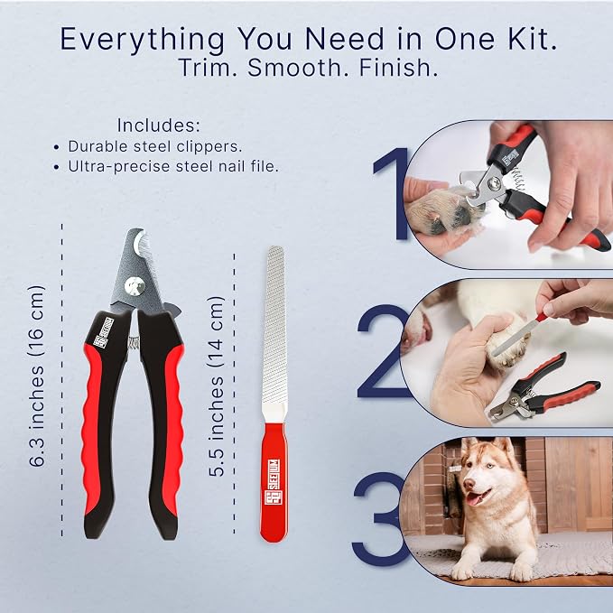 Professional Dog Nail Clippers for Large Dogs, Ergonomic Grip