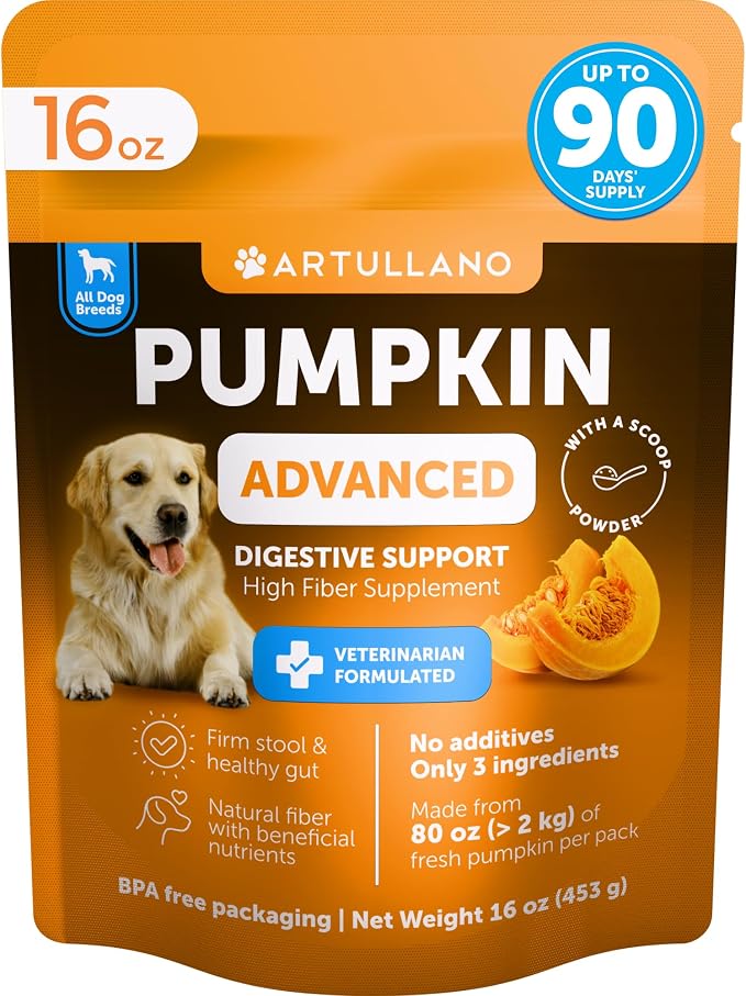 Pumpkin Powder for Dogs - 16 OZ - Fiber Supplement for Constipation, Gut