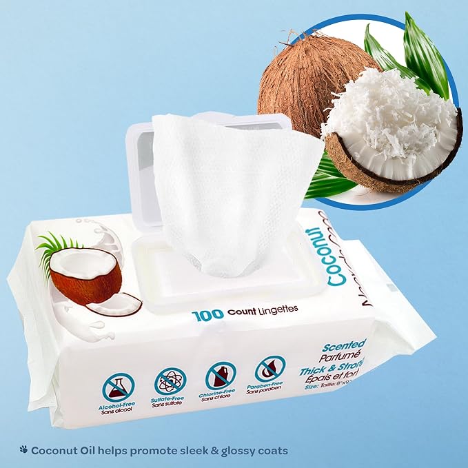 Best Pet Supplies Coconut-Scented Grooming Wipes, 100 Count