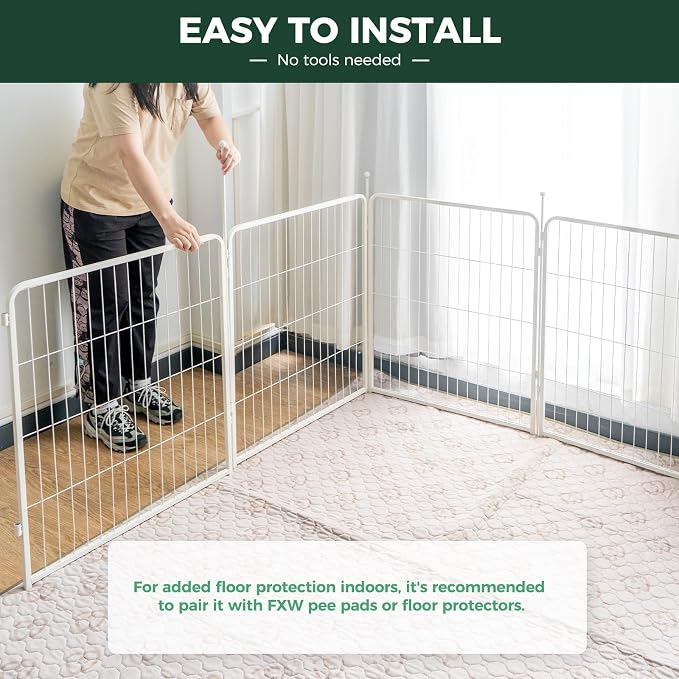 FXW Rollick Unleashed Dog Playpen, 32in, 16 Panels, Medium/Large, White