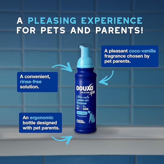 DOUXO SPA Waterless Dog Shampoo, 10 fl oz | Leave-On Mousse, Cleans and Refreshes, Leaves the Coat Soft, Radiant and Smelling Great, Ultra-Safe Formula