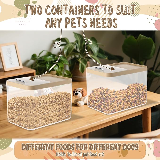 CIEOVO 2 Pack Airtight Dog Food Storage Container, 2-Pack, 10Lbs, Clear