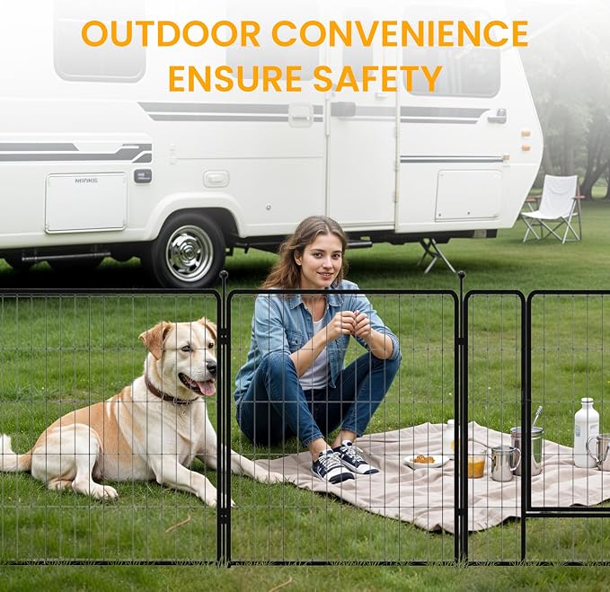 Dog Playpen 24in 8 Panels - Pet Fence, Black