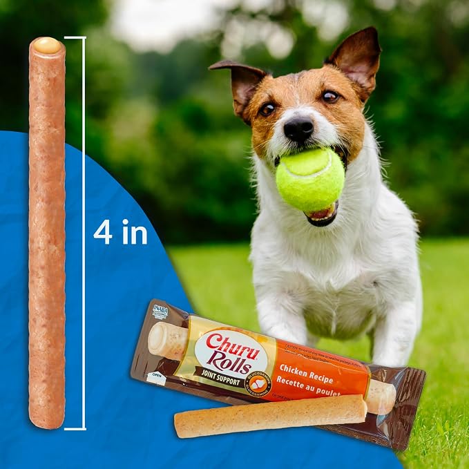 INABA Churu Rolls Joint Support for Dog, Functional Lickable Dog Treat with Taurine & Green Tea Extract, 1.26oz Each, 18 Tubes Total, Chicken with Cheese Recipe