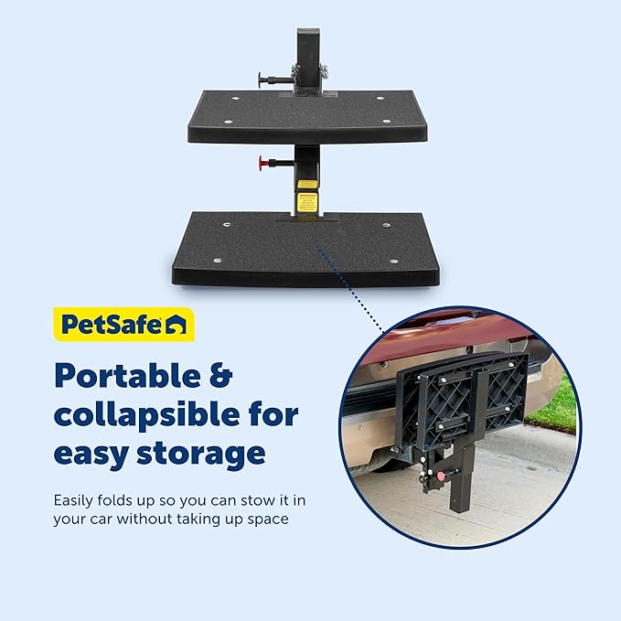 PetSafe Happy Ride PupSTEP HitchStep Dog Stairs, Folding Steps for Truck & SUV Hitches, For Medium to Large Dogs | Folding Hitch-Mounted Steps for Trucks & SUVs, No-Slip Traction Surface, Built for Medium to Large Dogs up to 200 Lb