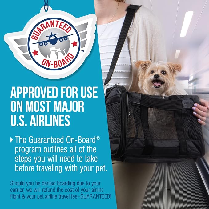 Sherpa Original Deluxe Travel Pet Carrier, Airline Approved, Black, Small