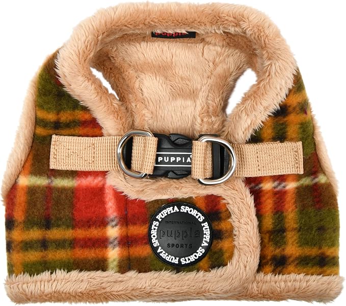 Puppia Norman Vest Dog Harness Step-in Warm Winter Checkered Pattern for Small and Medium Dog, Beige, X-Large