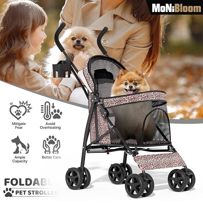 MoNiBloom Pet Stroller - Leopard Print