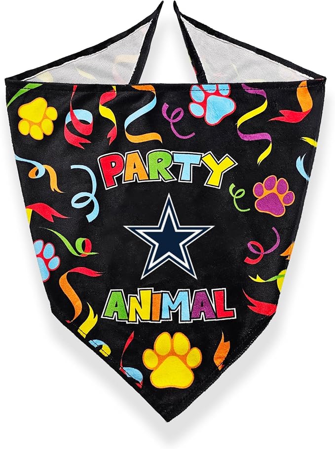 NFL Dallas Cowboys Dog Birthday Party Set 9pcs with 1 Football Bandana Small/Medium, 1 Banner, 1 Birthday Cake Toy & 6 B-Day Balloons, Dog Birthday Set, Costume, Fun Doggie Pawty Accesories