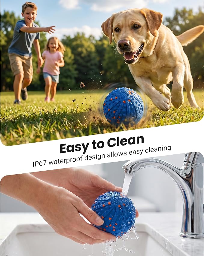 Interactive Dog Toys with Teeth-Friendly Bumps, 3 Modes, ETPU Material | Rechargeable Automatic Interactive Dog Balls for Medium and Large Dogs to Keep Them Busy
