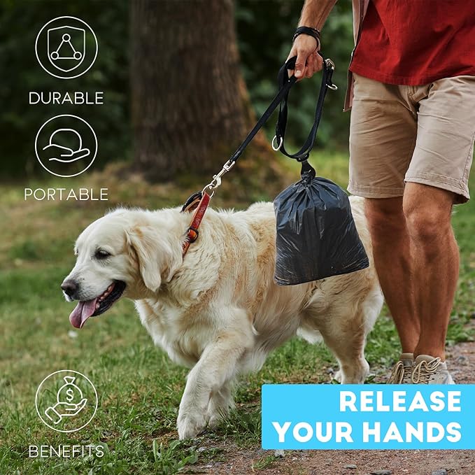 4 Pack Dog Poop Bag Holders for Leashes, Hands Free Waste Bag Holder, Poop Bag Carrier for Leash, Pet Doggy Puppy Bag Holder, Doggie Poop Leash Clip (Pink)