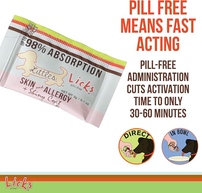Licks Littles Skin & Allergy, Omega 3s, Fish Oil, 30 Packets