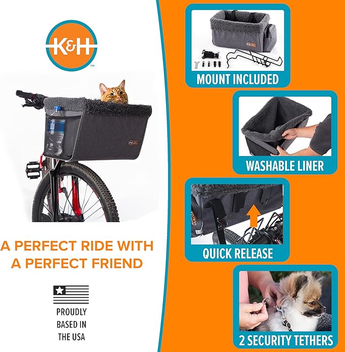 K&H Dog Bike Basket, Front Mount, 16x12x10in