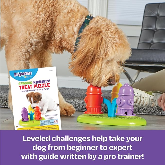 Brightkins Spinning Hydrants Treat Puzzle - Interactive Dog Toys, Treat Puzzles for Dogs Medium