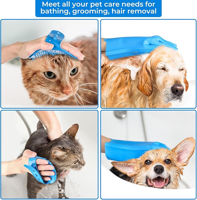 3PCS Dog Bath Supplies,Dog Bath Brush | Dog Washing Gloves | Dog Towel 40'' X 23.6'',Super Absorbent and Soft Pet Grooming Towel, Perfect Shower & Grooming Supplies for Dogs (A-3 Kits)