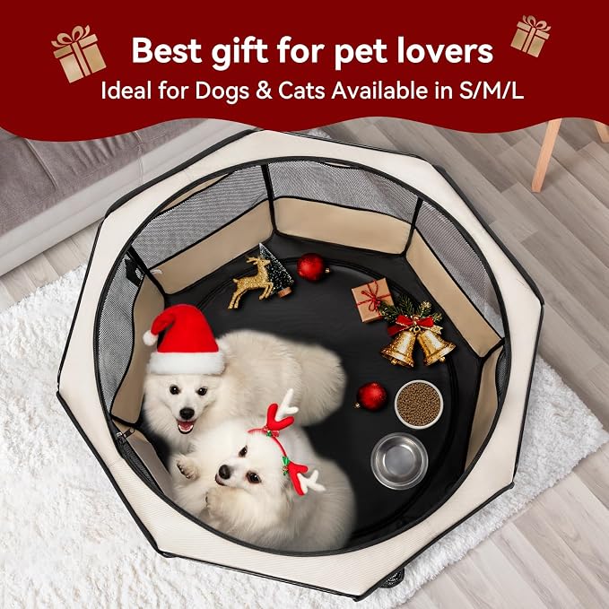 PETSFIT Portable Dog Playpen, 36in, with Waterproof Mat