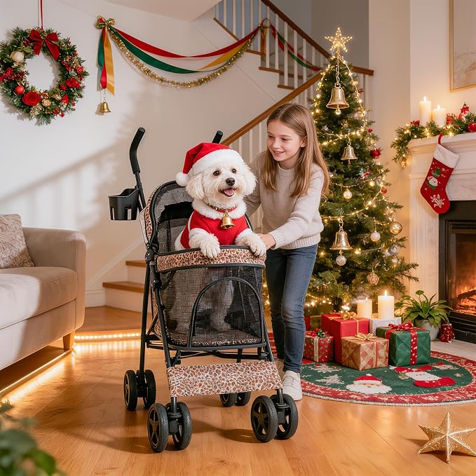 MoNiBloom Pet Stroller - Leopard Print
