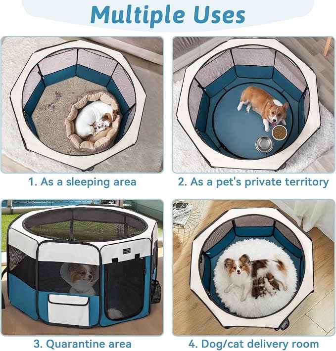 PETSFIT Portable Dog Playpen, 36in, with Waterproof Mat