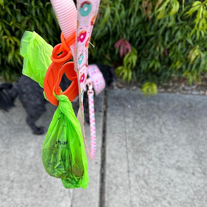 Dog Poop Bag Holder for Leash, Never Hold onto a Stinky Poop Bag Again, Waste Bag Holder for Leash, Dog Walking Accessory, Fits all thickness leash, Backpack, Strollers. Poop Pal, FurSentials (Orange)