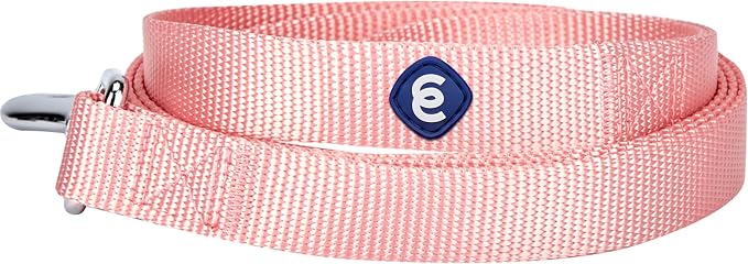 Blueberry Pet Essentials Baby Pink Dog Leash for Large - 4' * 1" Dogs | Heavy Duty Nylon Lead | Lightweight Puppy & Cat Leash for Walking & Training