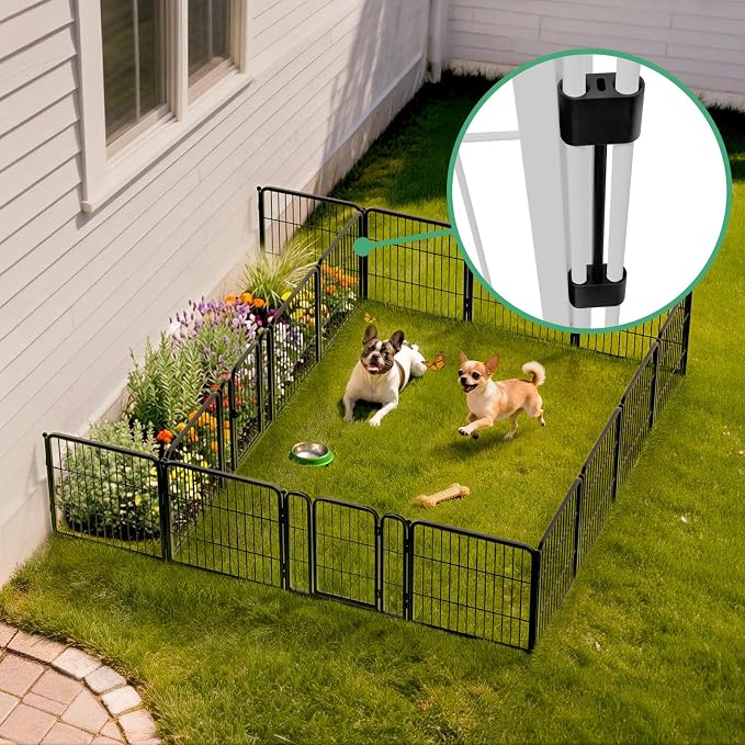 FXW Rollick Unleashed Dog Playpen, 24in, 16 Panels with Connectors, 2-Pack, Small/Puppy, Black