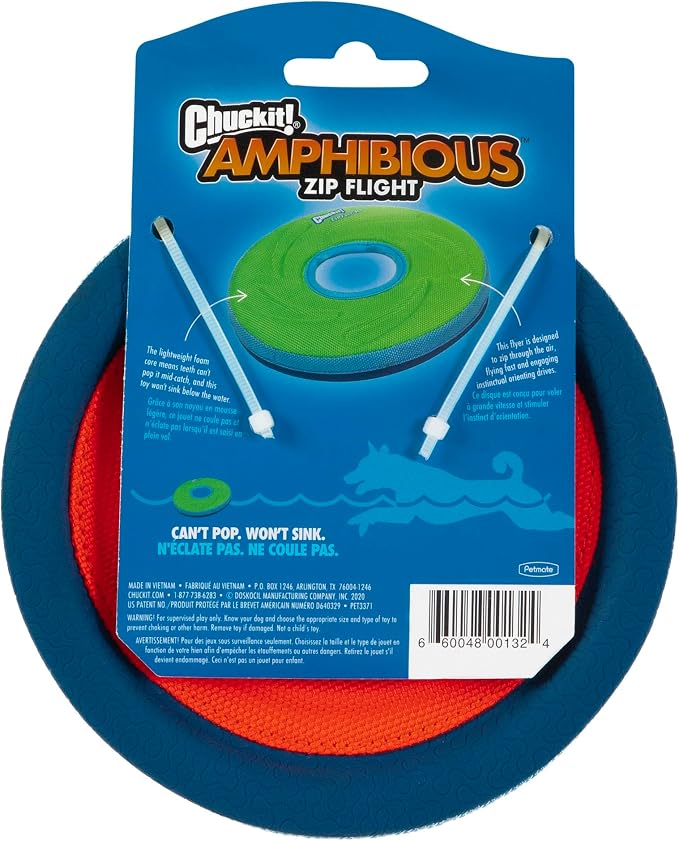 Chuckit! Zipflight Flying Disc Dog Toy, Small (6"), Green and light Blue