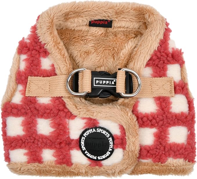 Puppia Stefan Vest Dog Harness Step-in Warm Winter Tumbling Waffle Pattern for Small and Medium Dog, Coral, Large