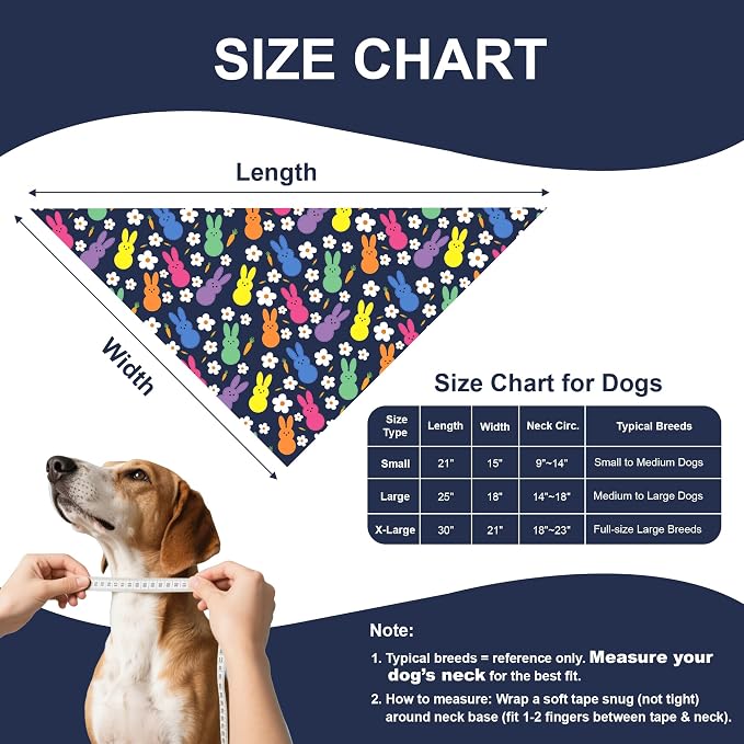 Easter Dog Bandana for Small Medium Dogs, Small, Navy