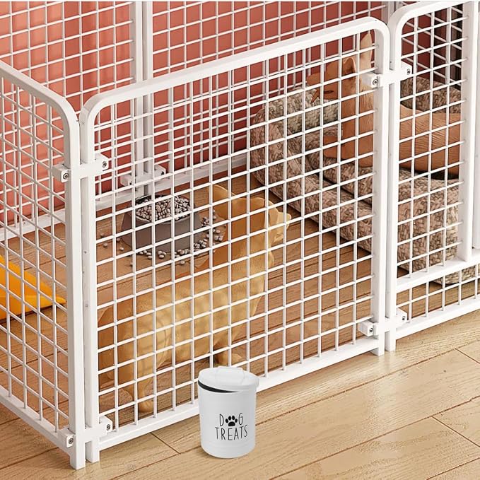 Hemoton 1piece Airtight Dog Food Storage Container Lid Metal Treat Canister for Pet Snacks, Iron, White