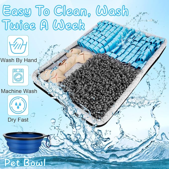 Snuffle Mat for Dogs Washable Foraging Toy,23.6"x17.3" | Slow Feeder,Mental Stimulation,Stress Relief,Foldable Design,for Small Medium Large Dogs,Interactive Nose Work Puzzle Mat