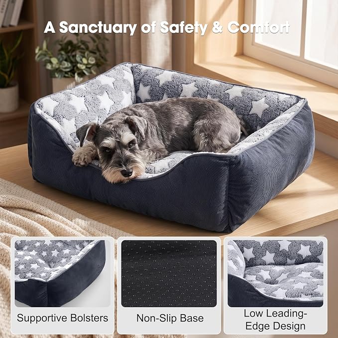 GASUR Orthopedic Rectangle Dog Bed - Small 20x19x6in, Black
