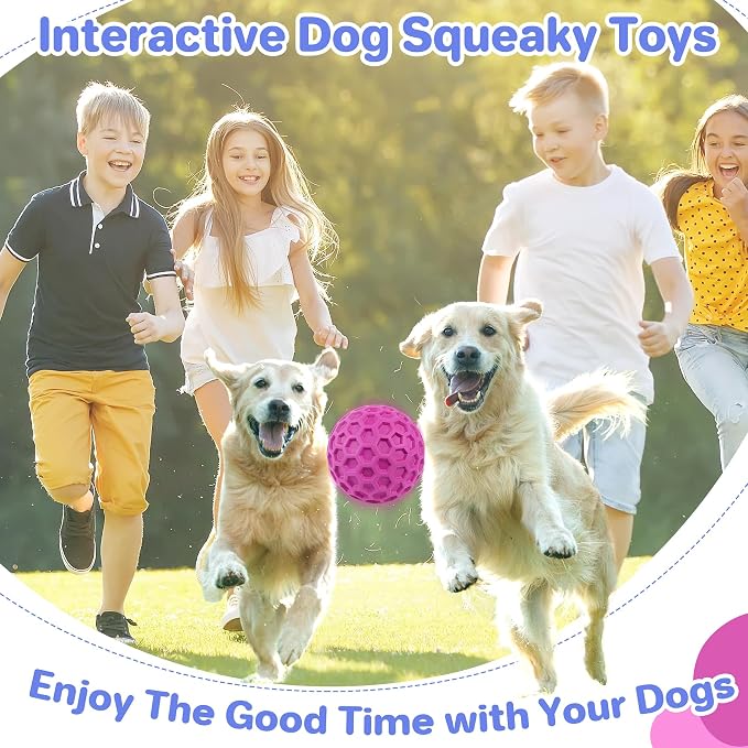 DISSKNIC Tough Squeaky Dog Balls Puppy Toys, Interactive Dog Toys for Small Dogs, Puppy Chew Toys for Teething and Relax, Dogs Chew Toy Small Balls Dog Toys for Small Breed, Outdoor Dog Toy for Dogs