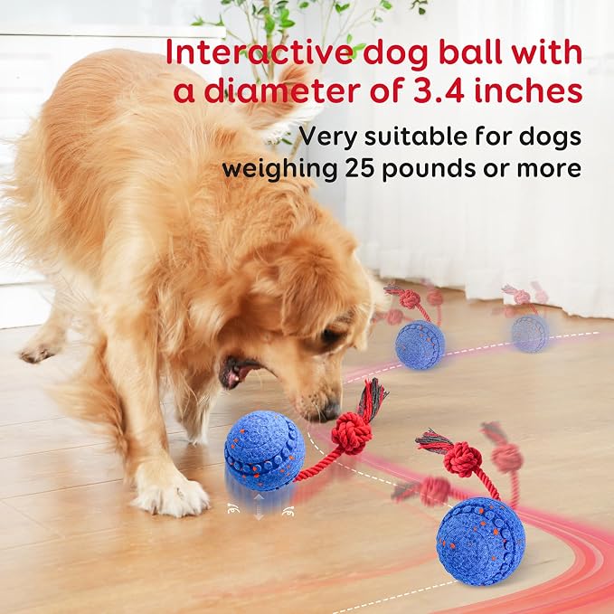 Interactive Dog Toy for Medium & Large Dogs, Safe E-TPU, IPX 7 Waterproof | Motion Activated Pet Toys for Dogs, Durable Interactive Dog Toys to Keep Them Busy, Rechargeable Moving Bouncing Dog Ball