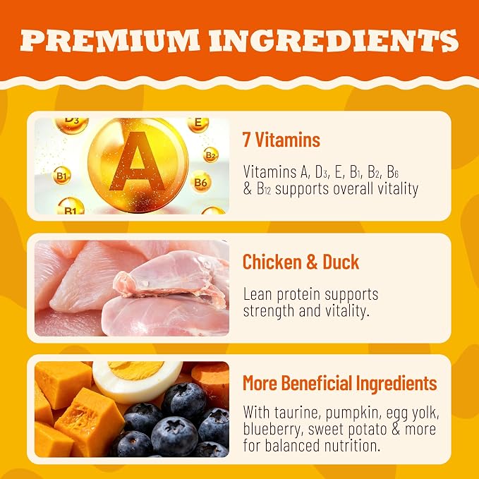 Cat Vitamins Treats with Taurine & Omega-3 13.05oz Chicken Taste | 7-in-1 Multivitamins & Taurine Supplement for Cats & Dogs - Heart, Vision & Immune Support - Digestive, Skin & Coat Health