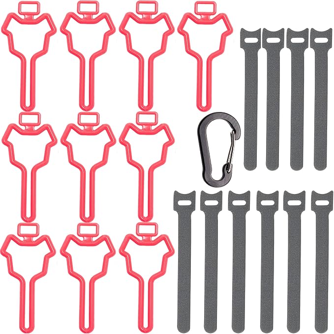 Dog Poop Bag Holder, Waste Bag Holder, Dog Poop Bag Carrier, Hand Free Holder (10 pack, Red)