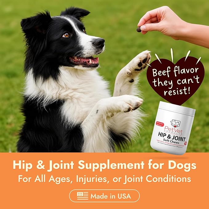Pet Vet Hip & Joint Supplement for Dogs Glucosamine Beef Liver 60 Chews