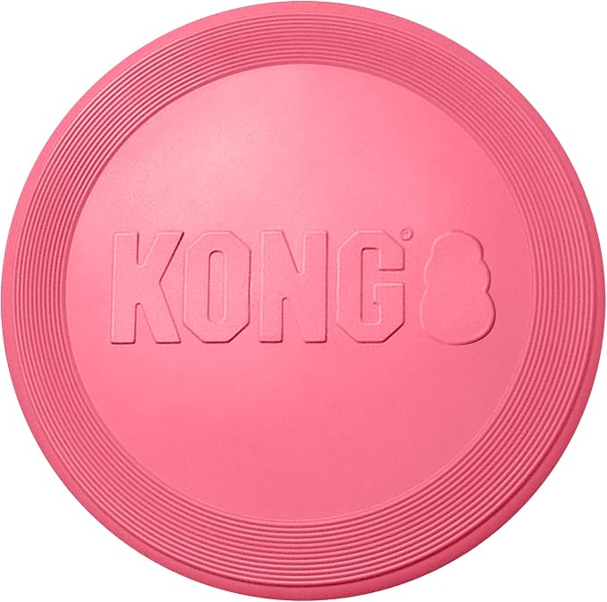 KONG Puppy Flyer, Soft Rubber Flying Disc Toy, for Small Puppies, Pink | Soft Gentle Rubber Flying Disc Made for Growing Puppies, Great for Easy Fetch & Active Outdoor Playtime