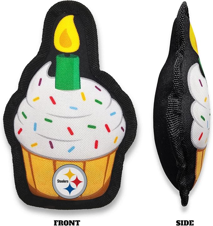 NFL Pittsburgh Steelers Dog Birthday Party Set 9pcs with 1 Football Bandana Small/Medium, 1 Banner, 1 Birthday Cake Toy & 6 B-Day Balloons, Dog Birthday Set, Costume, Fun Doggie Pawty Accesories