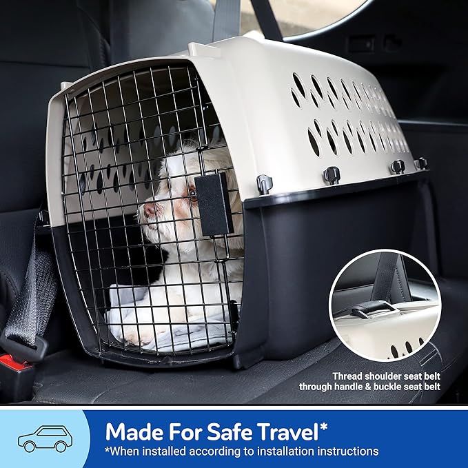 Petmate Vari Dog Kennel, Carrier, XS 19in, Up to 10lbs, Taupe | Airline Friendly and Made of Durable Plastic, This Pet Crate Works Great for Home and Travel
