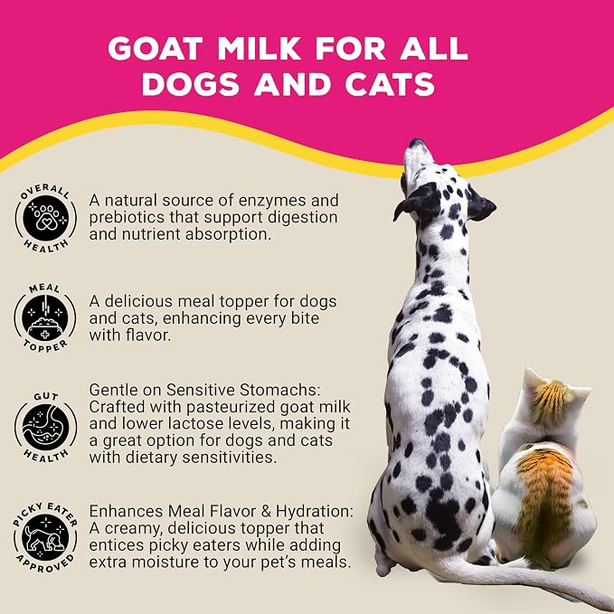Goat Milk by Brutus Broth Meal Topper for Dogs and Cats – Formulated for Digestive Support & Moisture, Low-Lactose, Contains Natural Nutrients and Enzymes (Pack of 6)