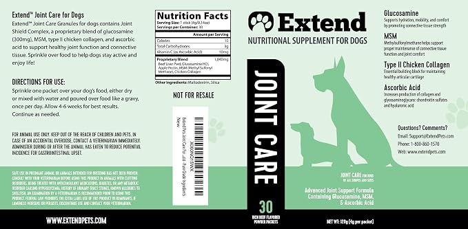 Extend Dog Joint Care Supplement (30 Count) + Probiotics Soft Chews (100 Count) | with Glucosamine, MSM, Type II Collagen Supports Hip, Joint, Gut & Immune Health - Made in USA