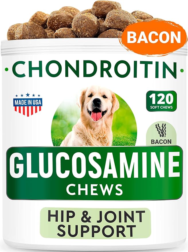 Glucosamine Bacon Flavor + NO PОO Treats Bundle - Joint Pain Relief + Coprоphagia Treatment - Chondroitin, MSM, Omega-3 + Probiotics & Enzymes - Digestive Health - 240 Soft Chews - Made in USA
