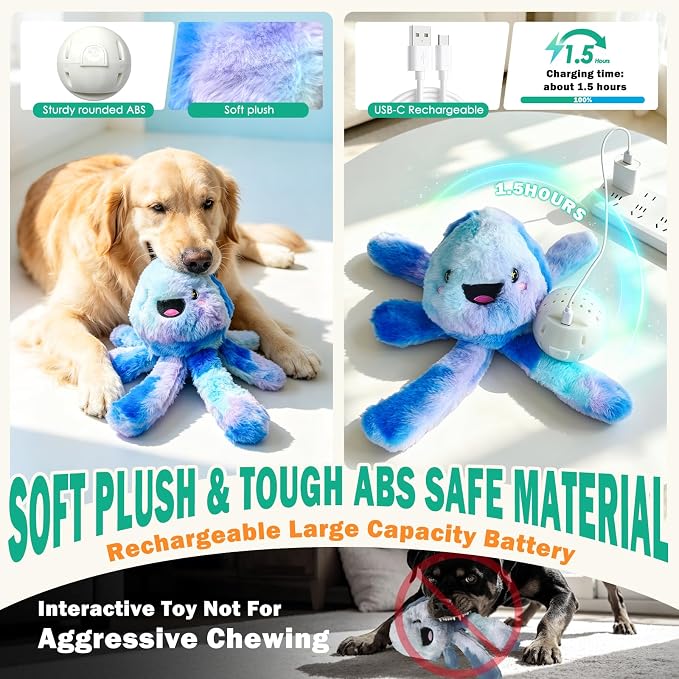 Fuufome Interactive Automatic Jumping Dog Toy for Small, Medium & Breeds to Keep Them Busy | Tug of War, Squeaky Moving, Motion-Activated Design, Not for Aggressive Chewers